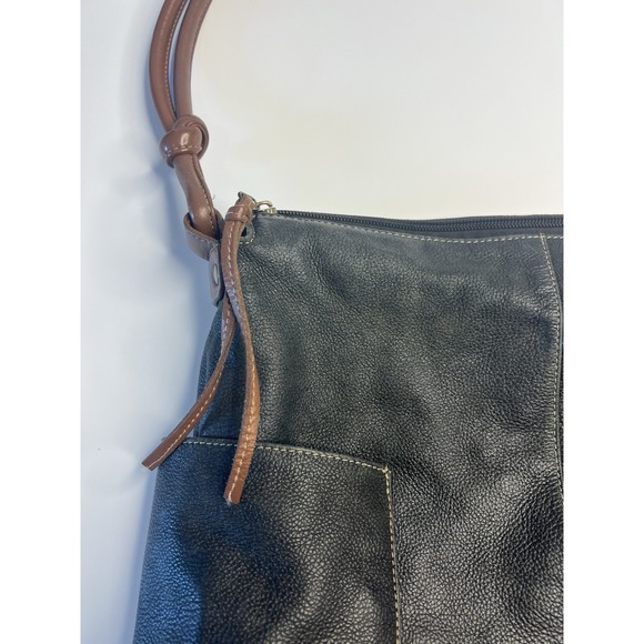 Vtg Y2K Grunge Faded Black Leather Shoulder Bag Women City Street - Picture 3 of 14